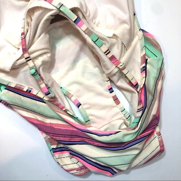 JESSICA SIMPSON RIBBED STRIPED ONE-PIECE SWIMSUIT - Picture 7 of 7